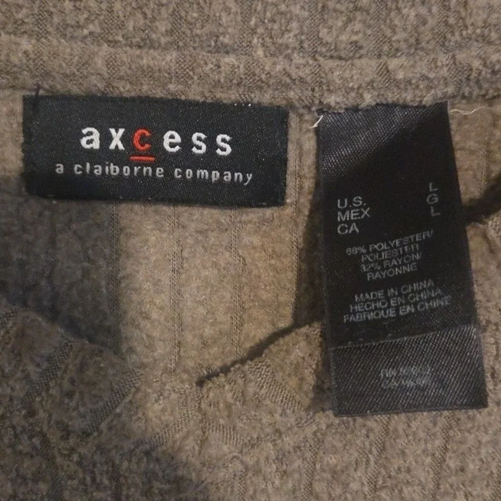 Axcess Liz Claiborne Brown Ribbed V-Neck Sweater, Black Chest Stripe Men's Large